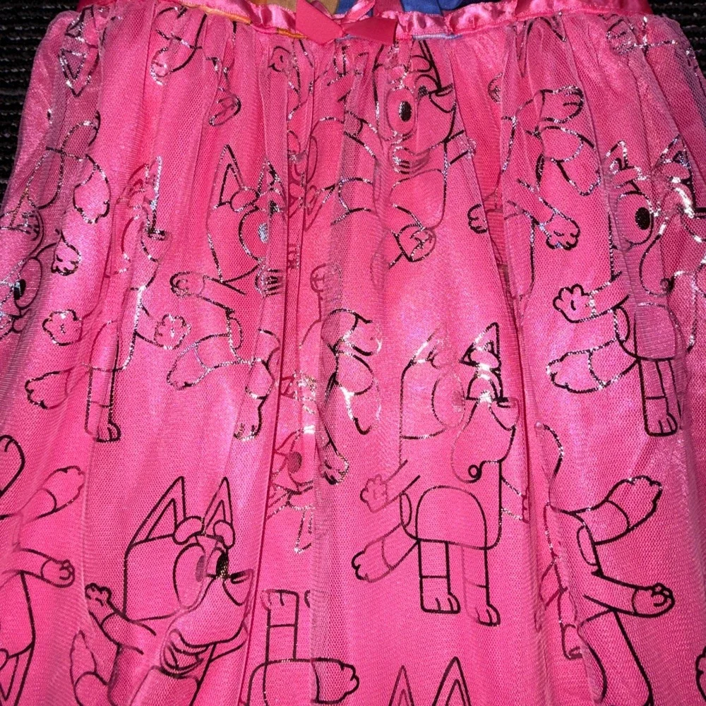 Bluey Nightgown Girls Size 10/12 Pink NEW Character Sleepwear Mesh Foil Gown